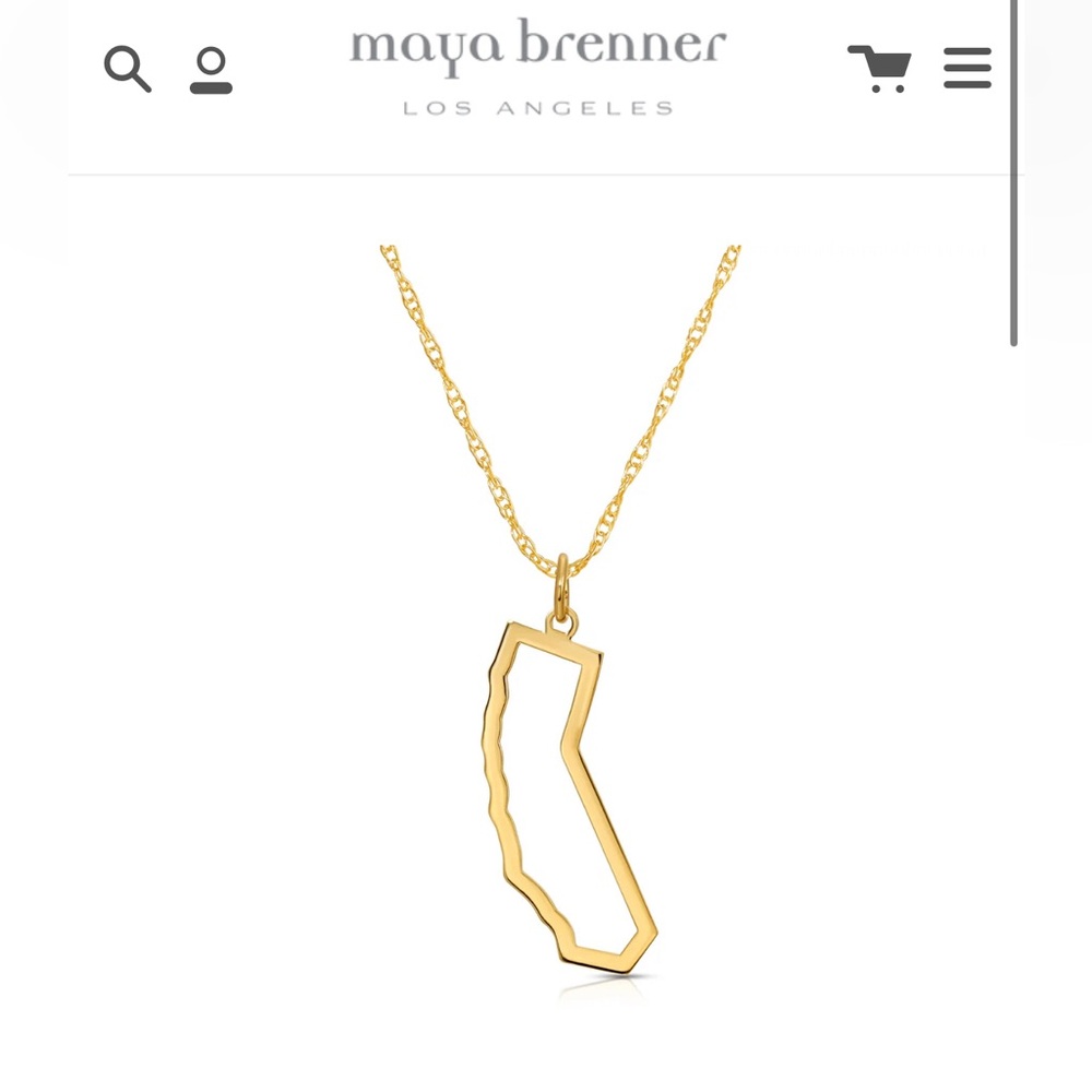 Maya Brenner 14k Gold California Outline Necklace with 16” Rope Chain